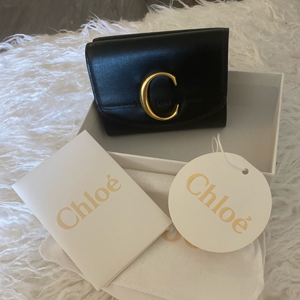 Chloe C Black Tri Fold Wallet